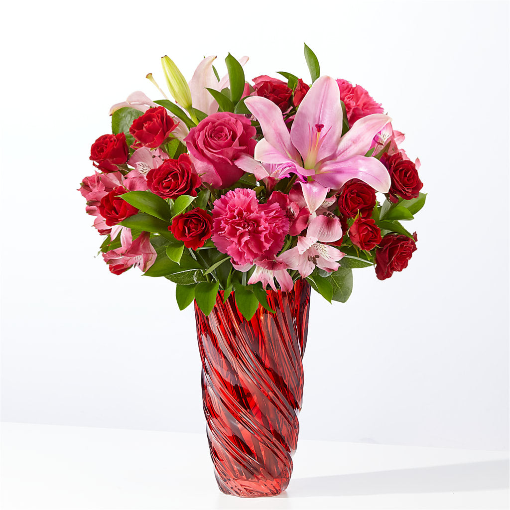 In Love Bouquet with Luxe Swirl Vase – Margartia Flowers, Jersey City NJ