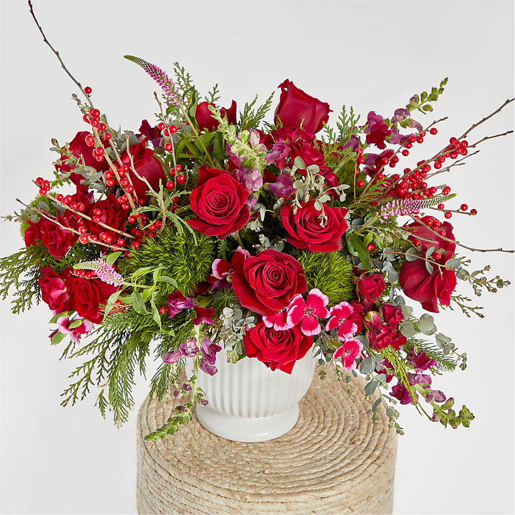 Big Red Bow Bouquet –  Margartia Flowers, Jersey City NJ