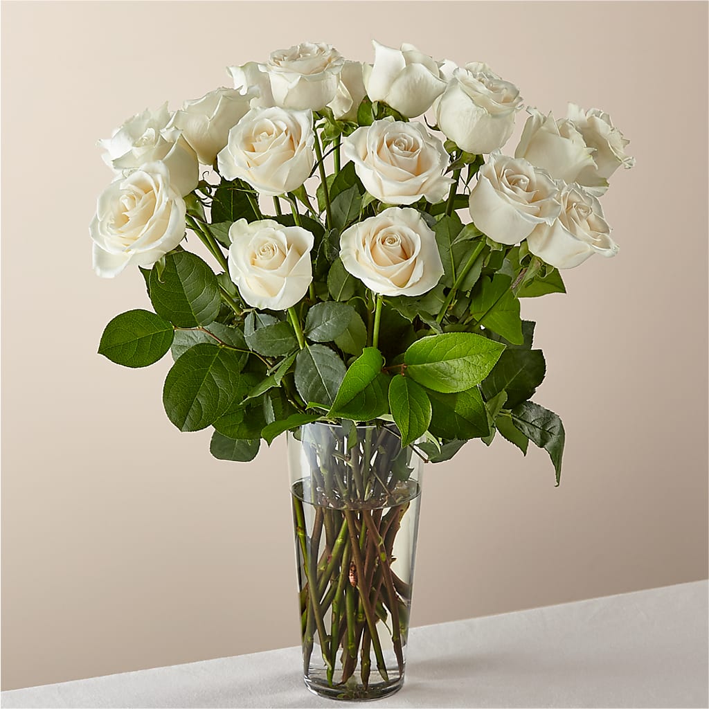 Long Stem White Rose Bouquet –  Margartia Flowers, Jersey City NJ