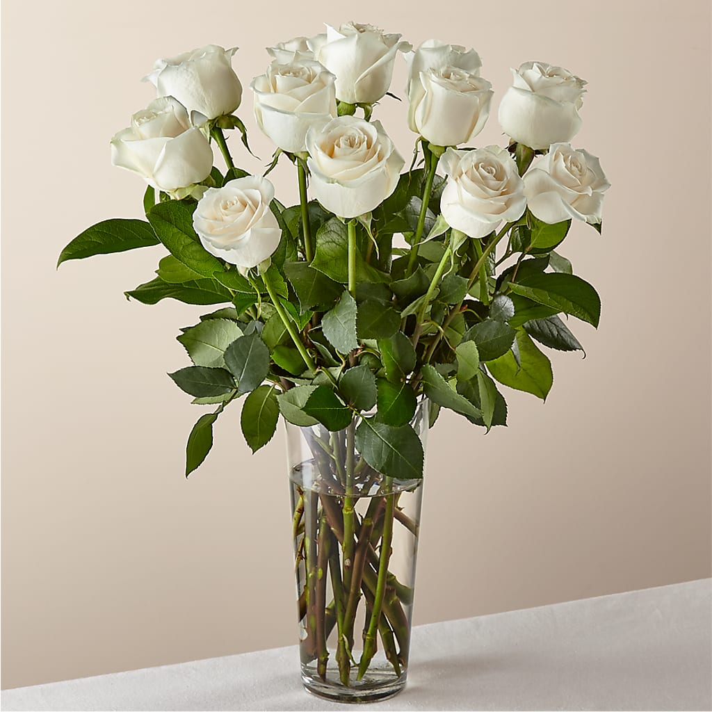 Long Stem White Rose Bouquet –  Margartia Flowers, Jersey City NJ