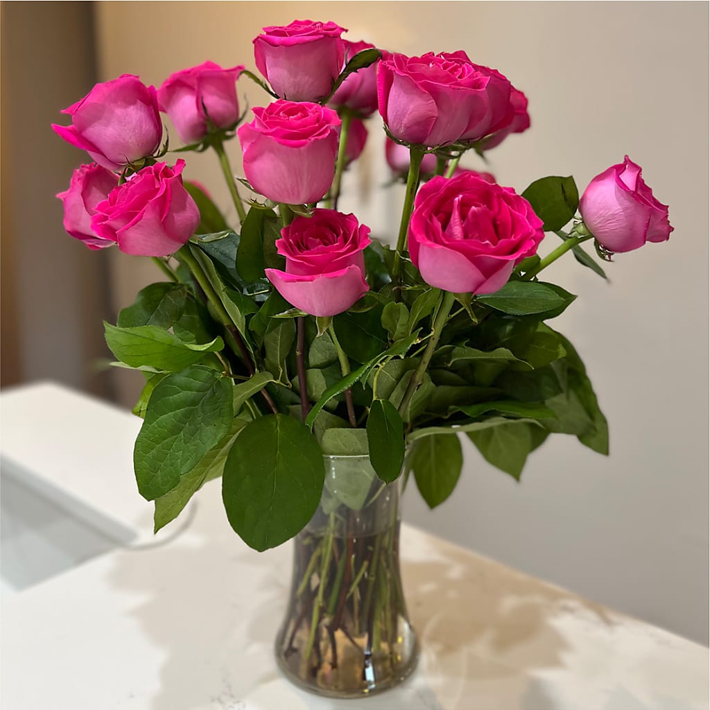 Long Stem Pink Rose Bouquet –  Margartia Flowers, Jersey City NJ