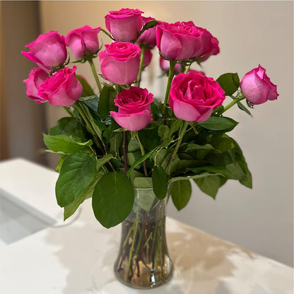 Long Stem Pink Rose Bouquet –  Margartia Flowers, Jersey City NJ
