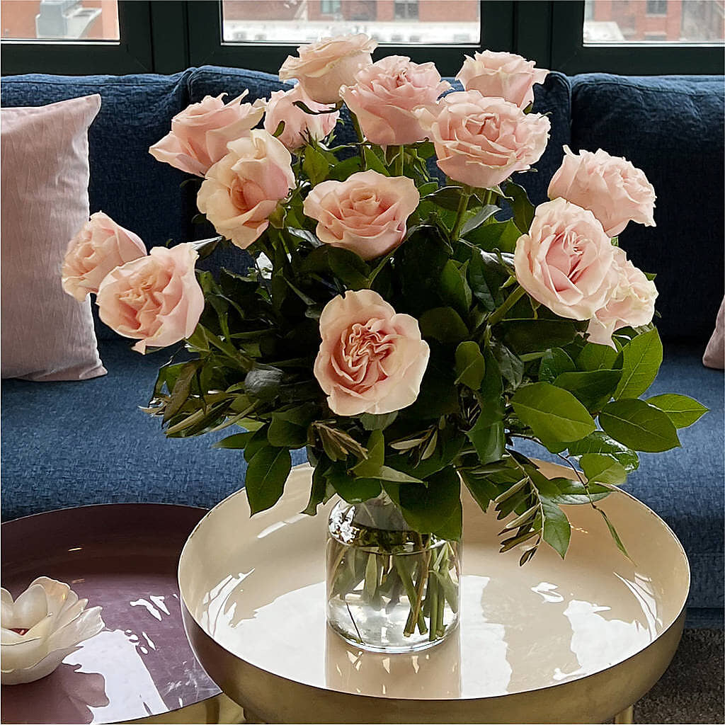 Long Stem Pink Rose Bouquet –  Margartia Flowers, Jersey City NJ