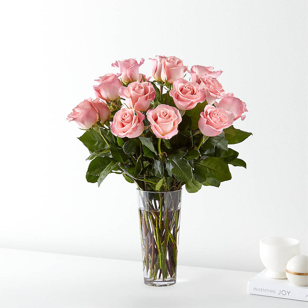 Long Stem Pink Rose Bouquet –  Margartia Flowers, Jersey City NJ