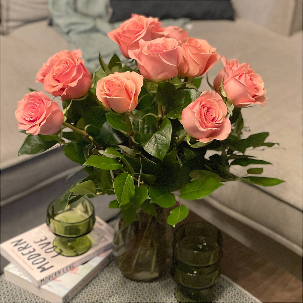 Long Stem Pink Rose Bouquet –  Margartia Flowers, Jersey City NJ