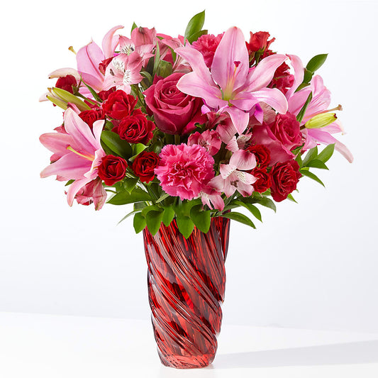 In Love Bouquet with Luxe Swirl Vase –  Margartia Flowers, Jersey City NJ