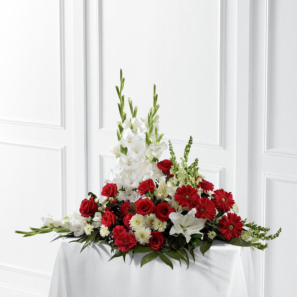 Crimson & White Arrangement –  Margartia Flowers, Jersey City NJ