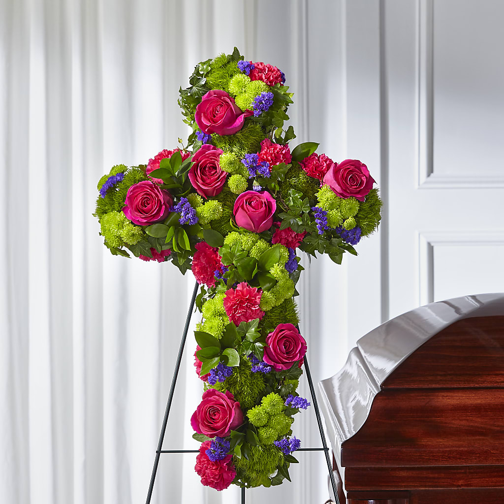 Tribute Rose Floral Cross –  Margartia Flowers, Jersey City NJ