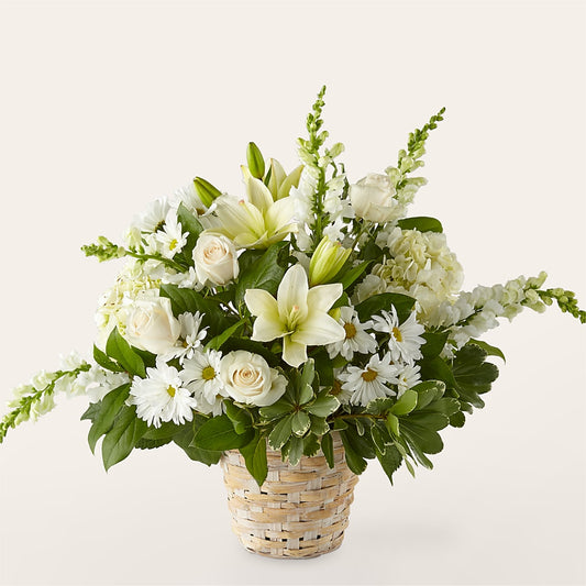Ivory Elegance Floral Basket –  Margartia Flowers, Jersey City NJ
