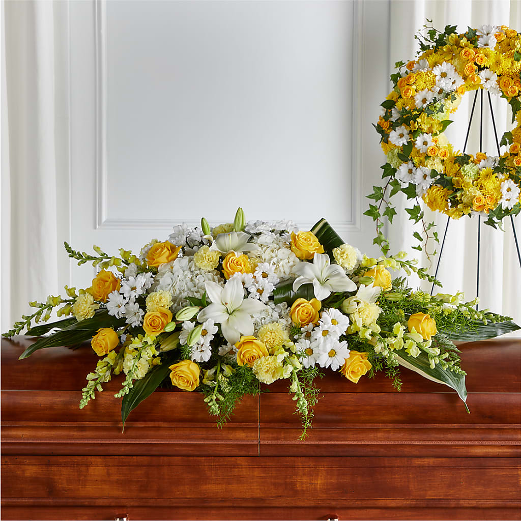 Golden Harmony Casket Spray –  Margartia Flowers, Jersey City NJ