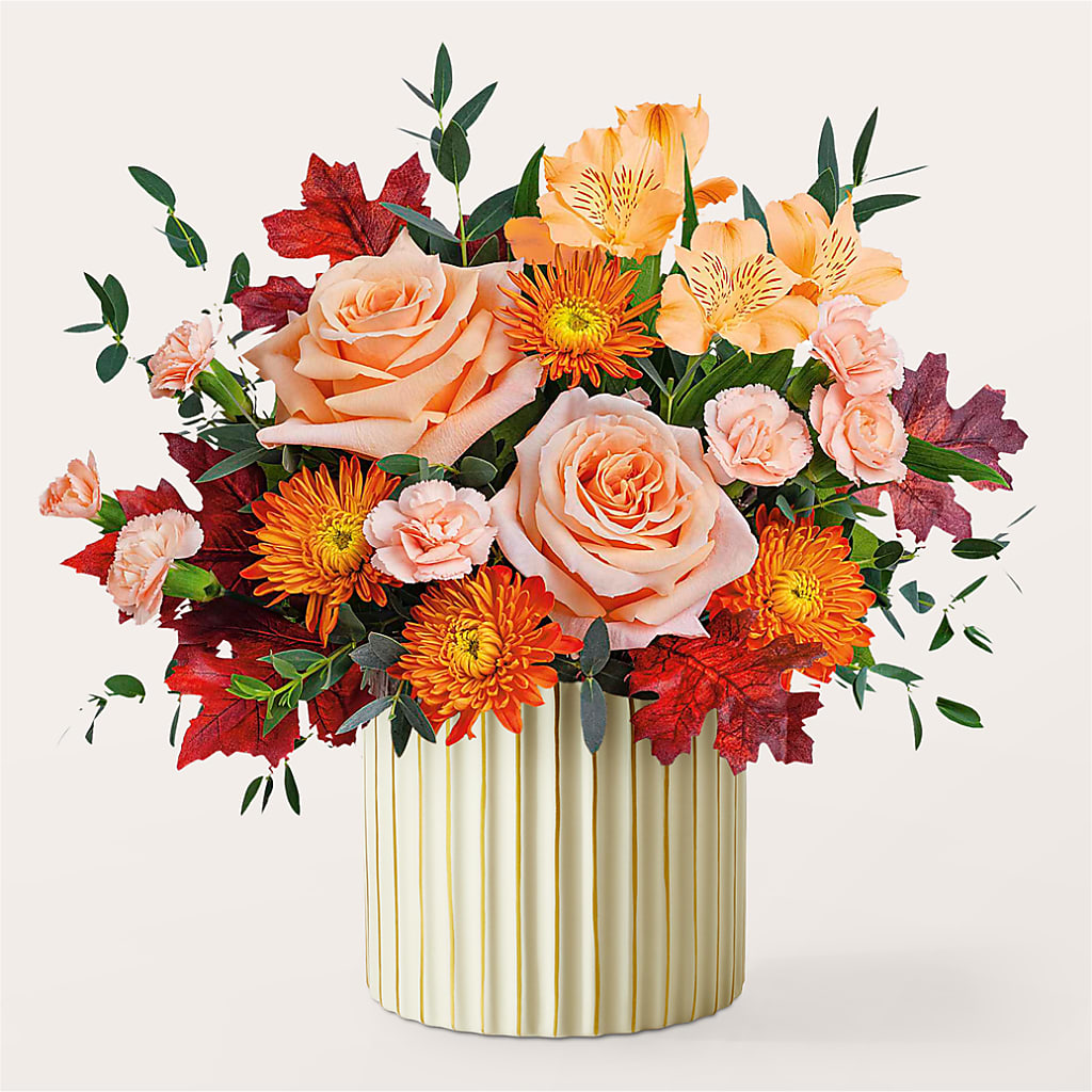 Spiced Latte Bouquet with Ivory Vase –  Margartia Flowers, Jersey City NJ