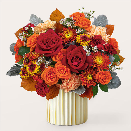 Merlot Bouquet with Ivory Vase –  Margartia Flowers, Jersey City NJ