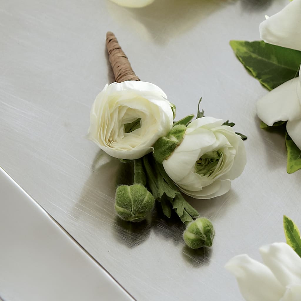 White Ranunculus Boutonniere –  Margartia Flowers, Jersey City NJ